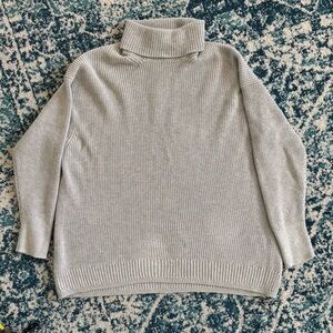 J. Crew Ribbed Cashmere Cotton blend Relaxed Turtleneck Sweater Large Thick